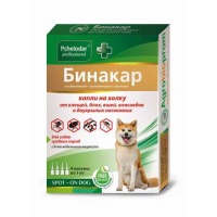 Бинакар капли на холку от блох, вшей и власоедов, для собак средних пород, 1 мл.