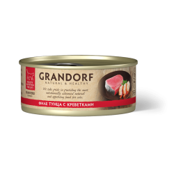 GRANDORF Консервы для кошек, филе тунца с креветками в бульоне, 70 г