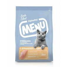 Альфа Пет MENU сухой корм для стерилизованных кошек и котов, домашняя птица