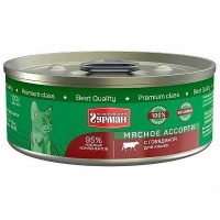 Четвероногий гурман Мясное ассорти консервы для кошек с говядиной, 100 гр