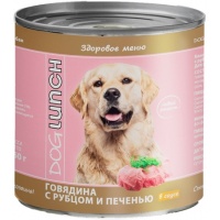 Dog Lunch консервы для собак Говядина с рубцом и печенью в соусе