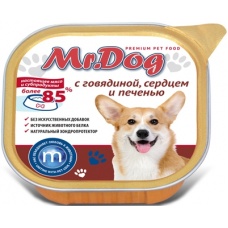 Mr.Dog консервы для собак с Говядиной, сердцем и печенью