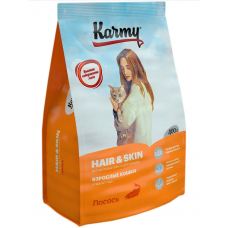Karmy Hair & Skin сухой корм для кошек, поддерживающий здоровье кожи и шерсти, с лососем